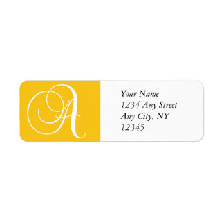モノグラムA差出人住所ラベル黄 ラベル