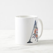 モノグラムA フラワーブルー水彩コーヒーマグ コーヒーマグカップ (正面右)