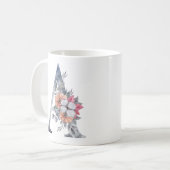 モノグラムA フラワーブルー水彩コーヒーマグ コーヒーマグカップ (正面左)