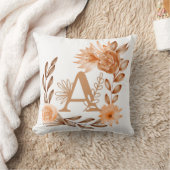 モノグラムA、フローラ秋の色、褐色桃 クッション (ブランケット)