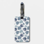 モノグラムAzureブルー熱帯葉金ゴールドニューリウェッド ラゲッジタグ (裏面縦)