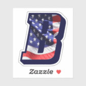 モノグラムBアメリカ国旗の文字BイニシャルUSA シール (シート)