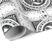 モノグラムBイニシャル白黒スクエアパターン ラッピングペーパー (ロールコーナー)