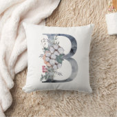 モノグラムBイニシャルB、水彩青ピーチピンク クッション (ブランケット)