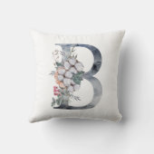 モノグラムBイニシャルB、水彩青ピーチピンク クッション (裏面)