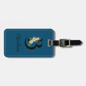 モノグラムBコバルトウォーターカラーフラワーラゲージタグ ラゲッジタグ (正面横)