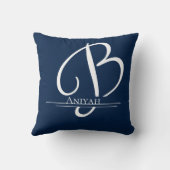 モノグラムBブルーホワイトネーム装飾用クッション クッション (裏面)