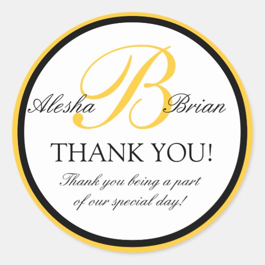 モノグラムB結婚式の引き出物サンキューステッカー ラウンドシール (正面)