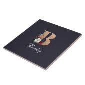 モノグラムB、かわいらしフローラデザイン、 タイル (側面)