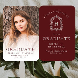 モノグラムBurgundy白写真卒業 ハンドファン