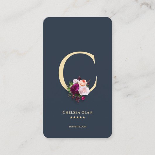 モノグラムCダークブルー金ゴールドプロフェッショナル 名刺 (正面)