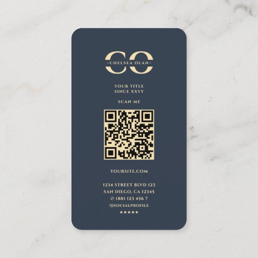 モノグラムCダークブルー金ゴールドプロフェッショナル 名刺 (裏面)