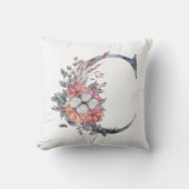 モノグラムCフローラ水彩ブルーピーチピンク クッション (正面)