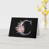 モノグラムCブルーフローラサンキューカード カード (黄色い花)