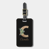 モノグラムC木製の手紙の多肉性ラゲッジタグ ラゲッジタグ (正面縦)