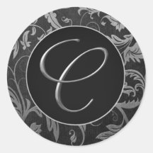 モノグラムC銀と黒ダマスクのウェディングシール