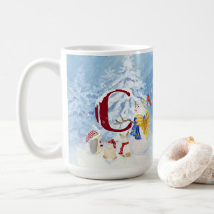 モノグラムC Snowyの森林動物の雪だるまの木 コーヒーマグカップ