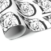 モノグラムDイニシャル白黒キューピッドパターン ラッピングペーパー (ロールコーナー)