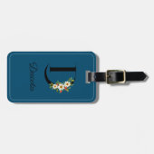 モノグラムDコバルト水の色の花ラゲージタグ ラゲッジタグ (正面横)