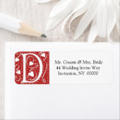 モノグラムDハート赤結婚白の色が戻る ラベル (インサイチュ)