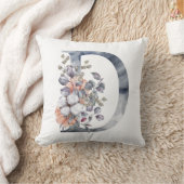 モノグラムDフローラウォーターカラーブルーピーチホワイト クッション (ブランケット)