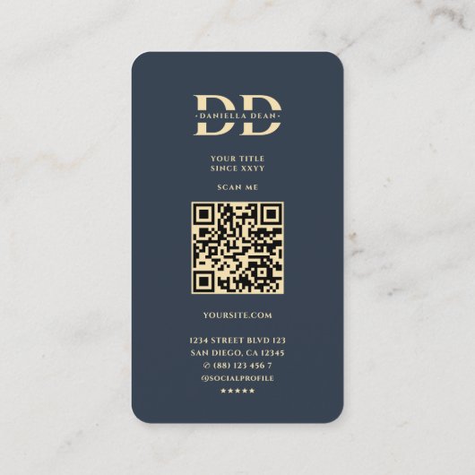 モノグラムDプロフェッショナルダークブルー金ゴールド 名刺 (裏面)