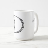 モノグラムDマグカップと音符 コーヒーマグカップ (正面右)
