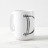 モノグラムDマグカップと音符 コーヒーマグカップ (正面左)