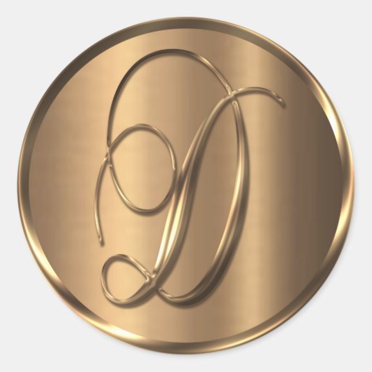 モノグラムD非金属ブロンズ封筒用シール ラウンドシール (正面)