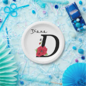 モノグラムD，文字D，花，モノグラム ペーパープレート (パーティー)