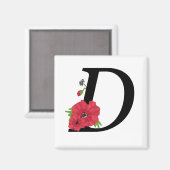 モノグラムD,文字D,花,モノグラム,モノグラム マグネット (正面/裏面)