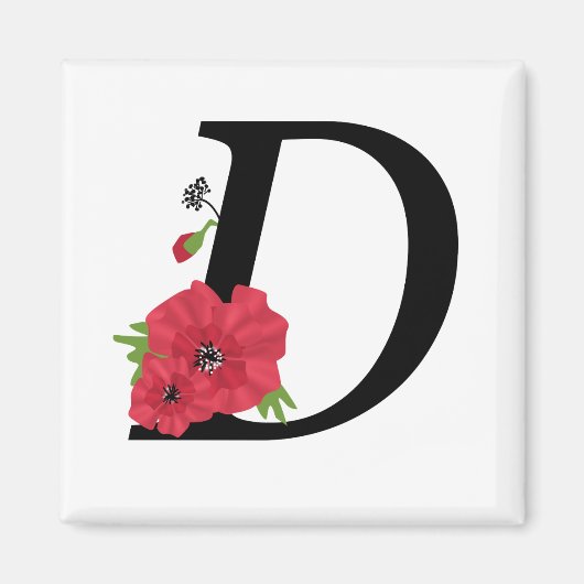 モノグラムD,文字D,花,モノグラム,モノグラム マグネット (正面)