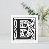 モノグラムEイニシャル白黒フローラルパターン (スタンド正面)