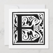 モノグラムEイニシャル白黒フローラルパターン (正面)