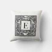 モノグラムEイニシャル白黒フローラルパターン クッション (裏面)