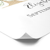 モノグラムEピンクホワイトフローラ金ゴールド子供部屋 ポスター (角)