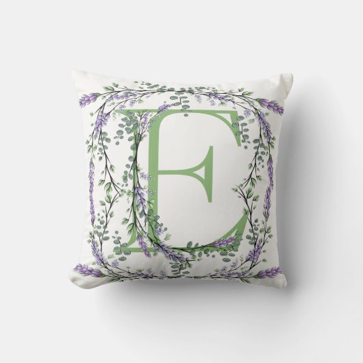 モノグラムEラベンダーユーカリ クッション (正面)
