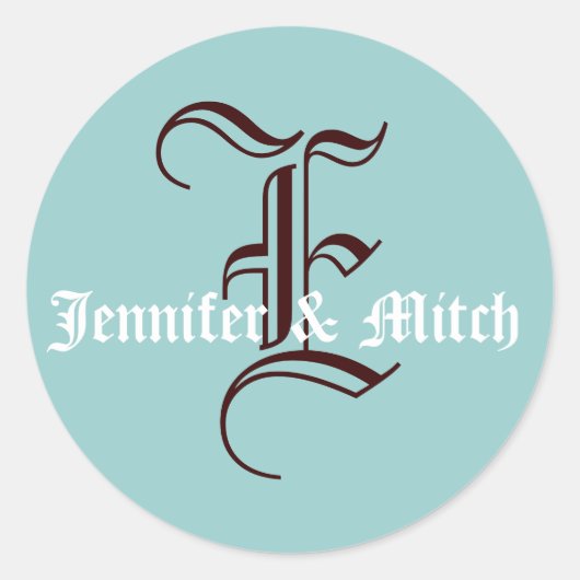 モノグラムE結婚のアクア&エスプレッソフライトシール ラウンドシール (正面)