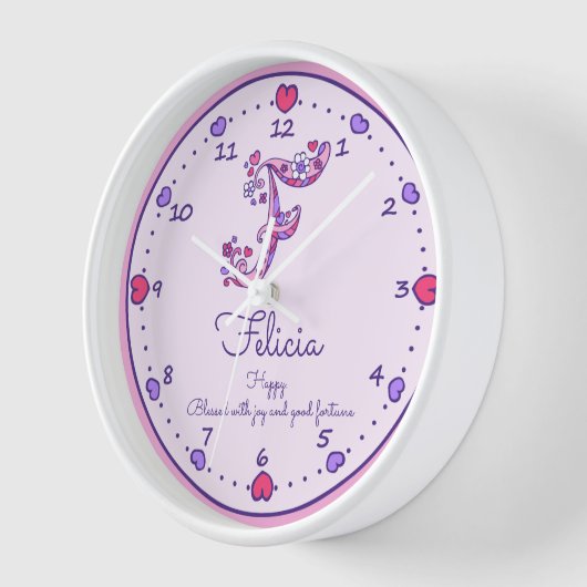 モノグラムFのフェリシアのハートの一流の意味時計 壁時計 (傾斜)