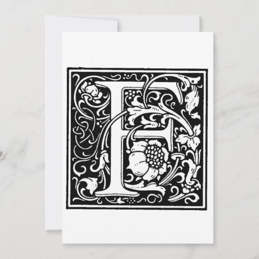 モノグラムFイニシャル白黒招待状ノート シーズンカード (正面)