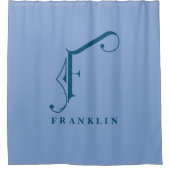 モノグラムFエレガントのソフィシエーテッドカスタムグレイ シャワーカーテン (正面)