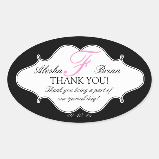 モノグラムF結婚サンキューステッカー楕円 楕円形シール (正面)