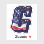 モノグラムGアメリカ国旗の文字イニシャルUSAビニル シール (シート)