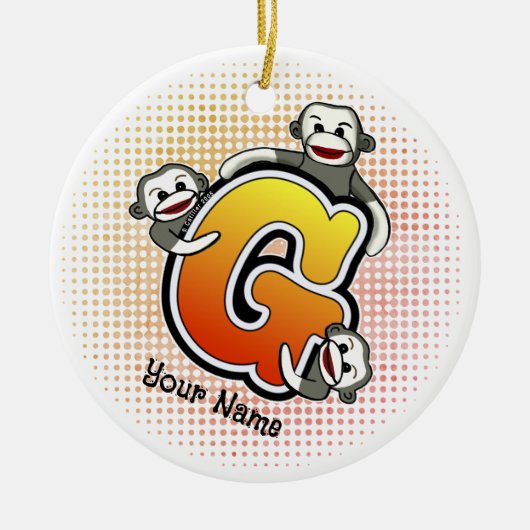 モノグラムGソックモンキー セラミックオーナメント (正面)