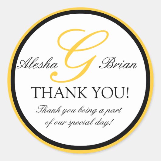 モノグラムG結婚式の引き出物サンキューステッカー ラウンドシール (正面)
