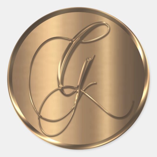 モノグラムG非金属ブロンズ封筒用シール ラウンドシール (正面)
