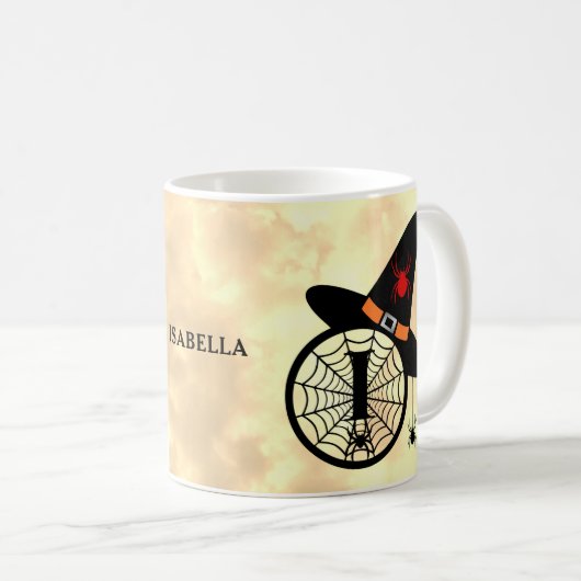 モノグラムIハロウィーンスカイウィッチスパイダーズ名 コーヒーマグカップ (正面右)
