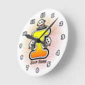 モノグラムI靴下モンキークロック ラウンド壁時計 (傾斜)