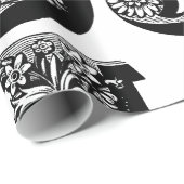 モノグラムJの最初の白黒花パターン ラッピングペーパー (ロールコーナー)