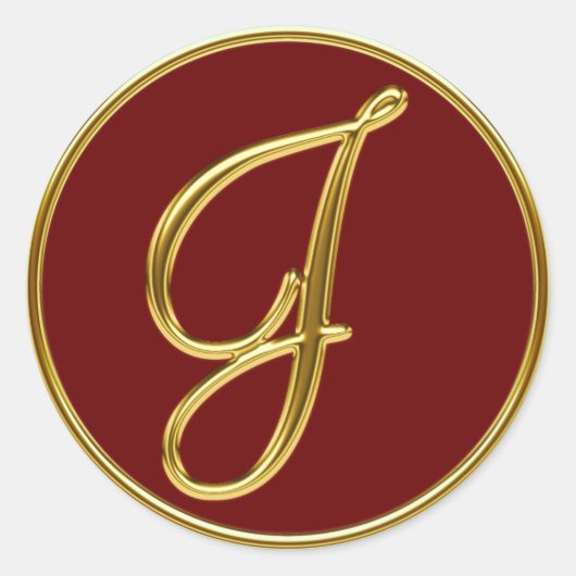 モノグラムJの3D金ゴールド ラウンドシール (正面)